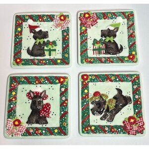 Mary Engelbreit Scottie Christmas Decorative Mini Plates